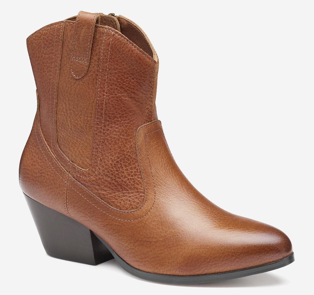 Johnston & Murphy Tristen Western Bootie Cognac Waterproof Full Grain