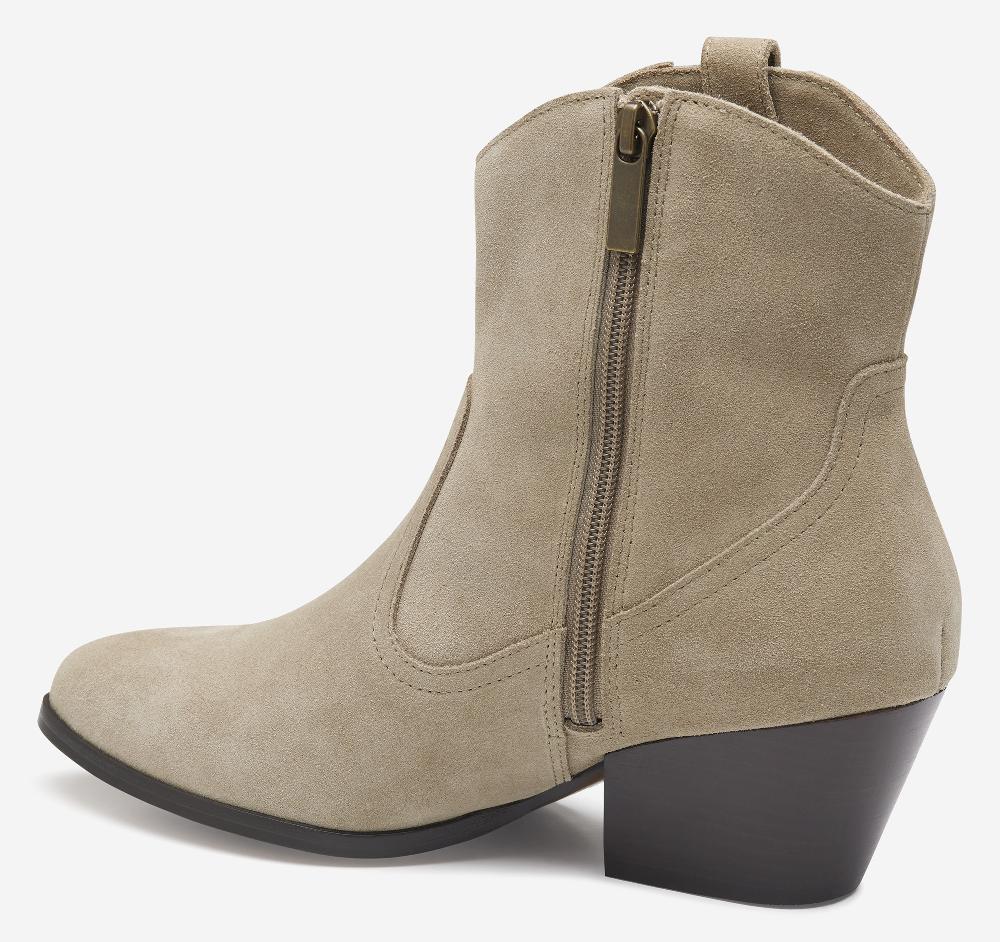 Johnston & Murphy Tristen Western Bootie Taupe Waterproof Suede