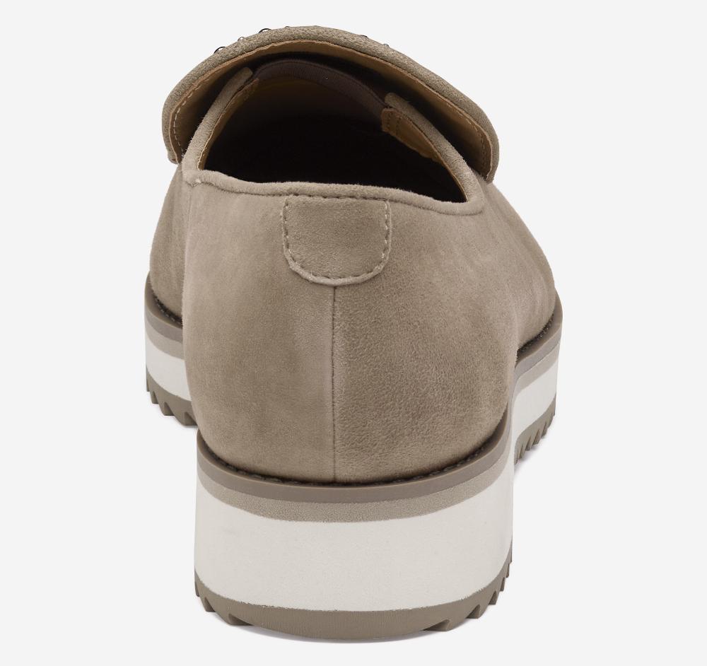 Johnston & Murphy Ulyssa Studded Loafer Taupe Kid Suede