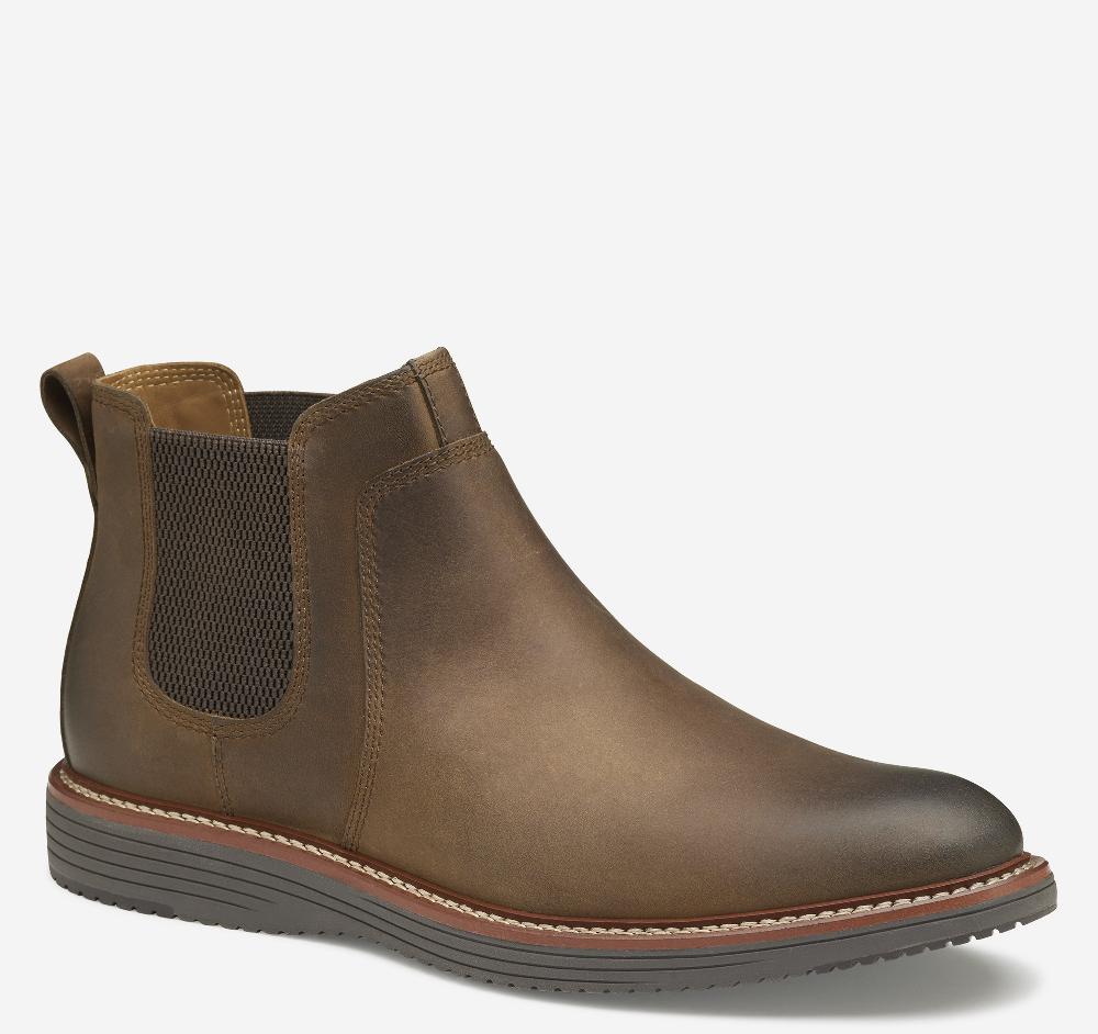 Johnston & Murphy Upton Chelsea Boot Brown Oiled Full Grain