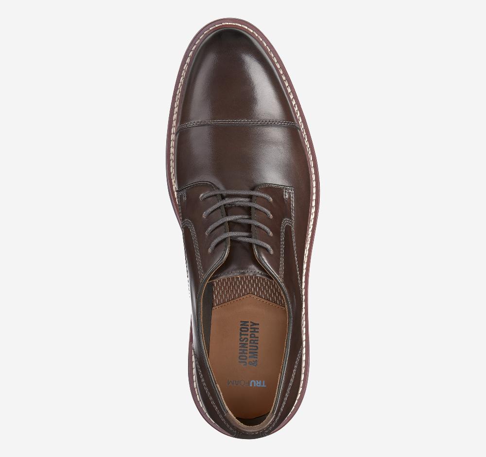Johnston & Murphy Upton Dress Cap Toe Mahogany Full Grain