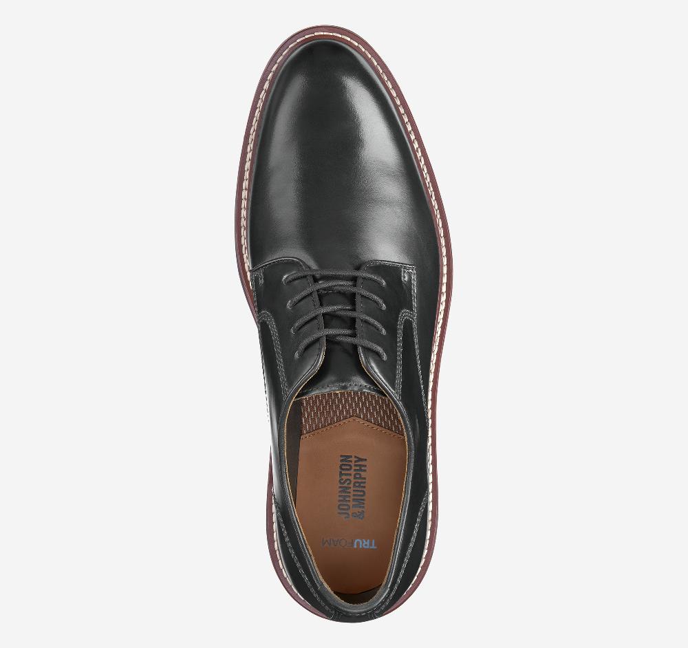Johnston & Murphy Upton Dress Plain Toe Black Full Grain