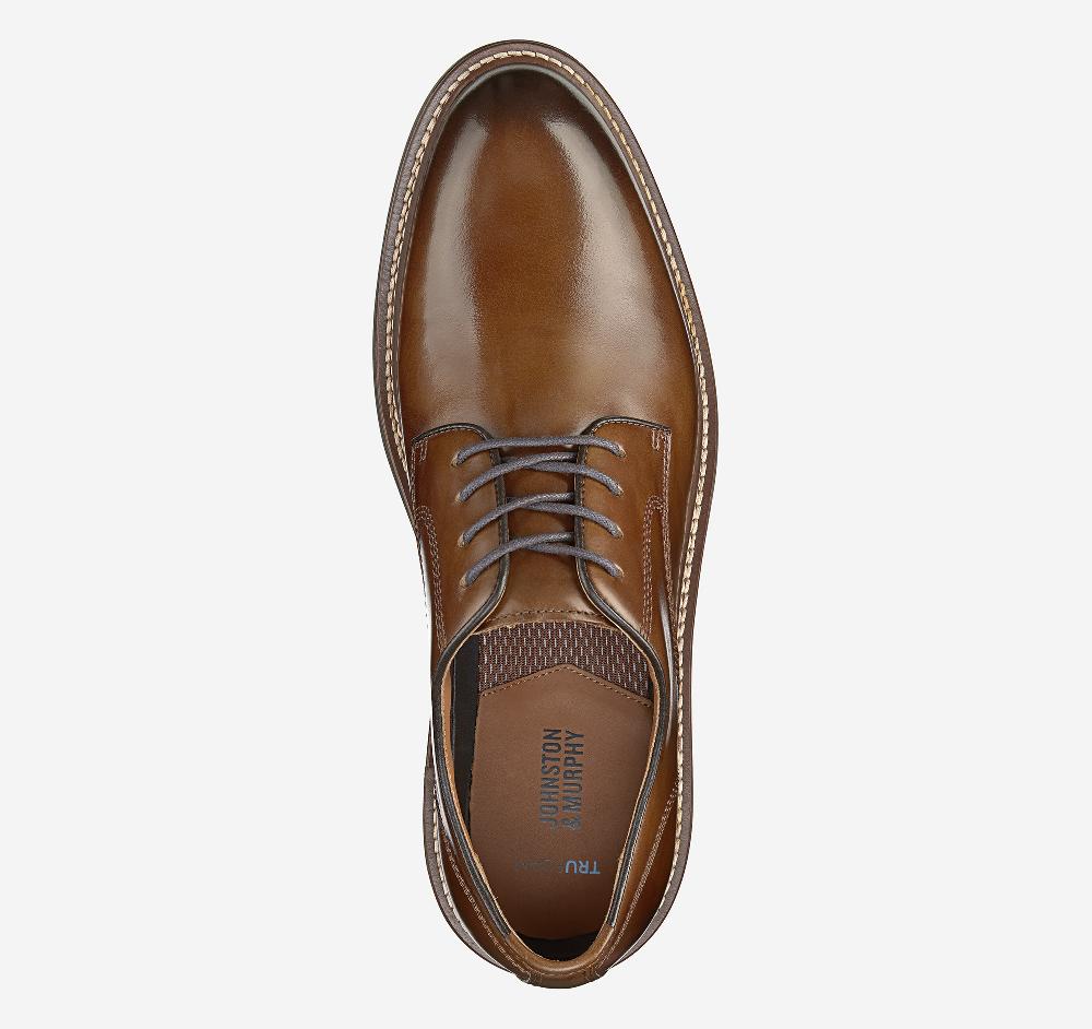 Johnston & Murphy Upton Dress Plain Toe Tan Full Grain