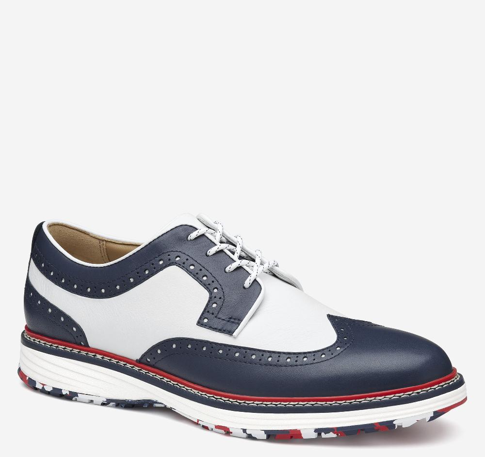 Johnston & Murphy Upton GL3 Luxe Hybrid Navy Waterproof Full Grain/White Tumbled Full Grain