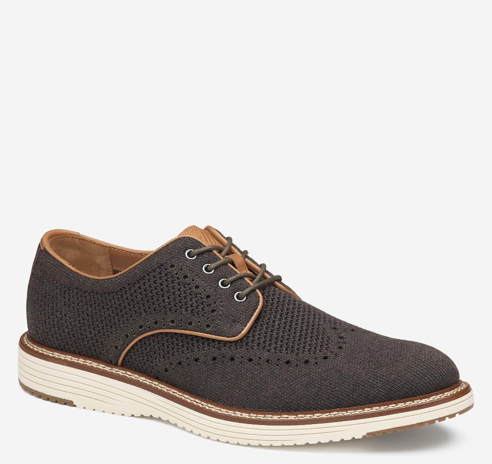 Johnston & Murphy Upton Knit Wingtip Brown Heathered Knit