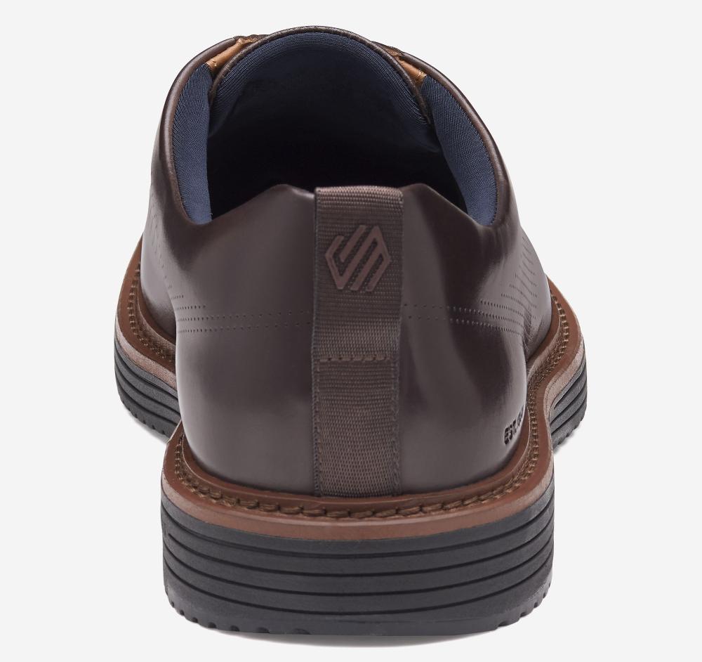 Johnston & Murphy Upton One-Piece Perfed Plain Toe Mahogany Full Grain Leather
