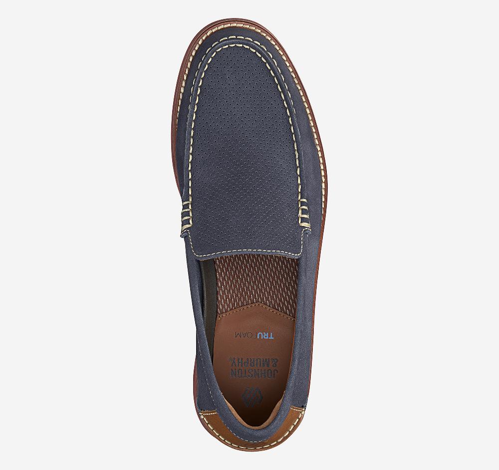 Johnston & Murphy Upton Perfed Venetian Loafer Navy Nubuck