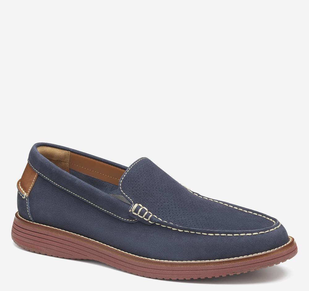 Johnston & Murphy Upton Perfed Venetian Loafer Navy Nubuck