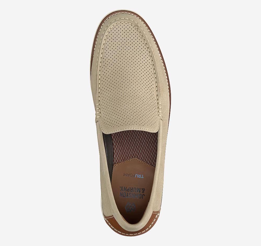 Johnston & Murphy Upton Perfed Venetian Loafer Taupe Nubuck