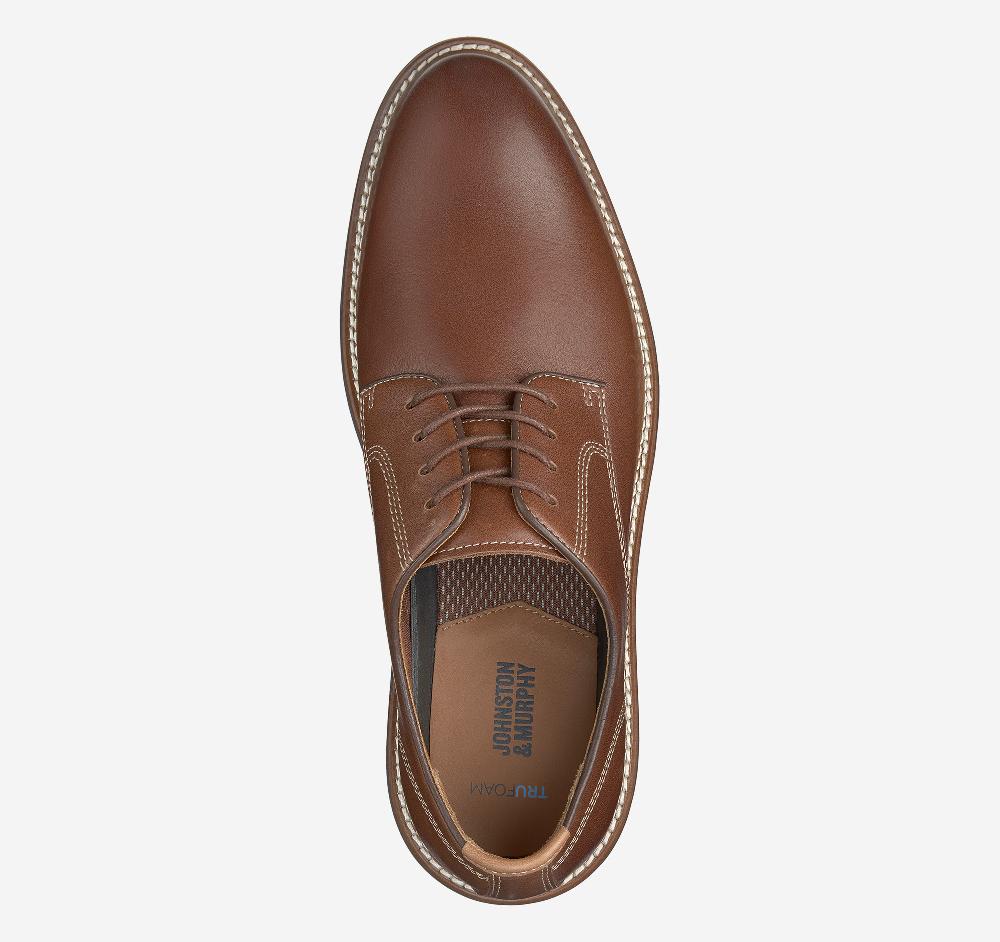 Johnston & Murphy Upton Plain Toe Tan Full Grain/Blue Sole