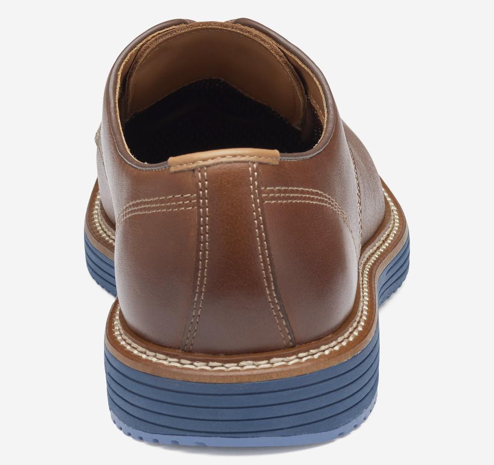 Johnston & Murphy Upton Plain Toe Tan Full Grain/Blue Sole