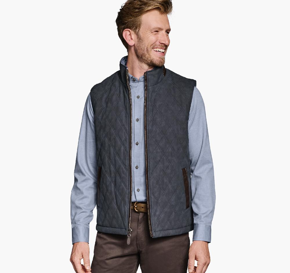 Johnston & Murphy Upton Reversible Vest Blue Plaid/Navy