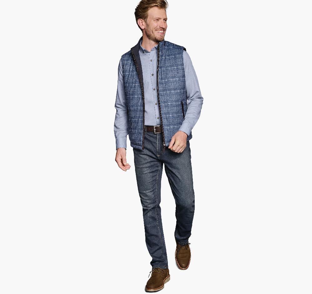 Johnston & Murphy Upton Reversible Vest Blue Plaid/Navy