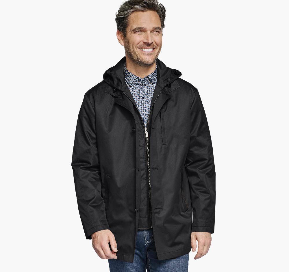 Johnston & Murphy Upton Water-Resistant Raincoat Black