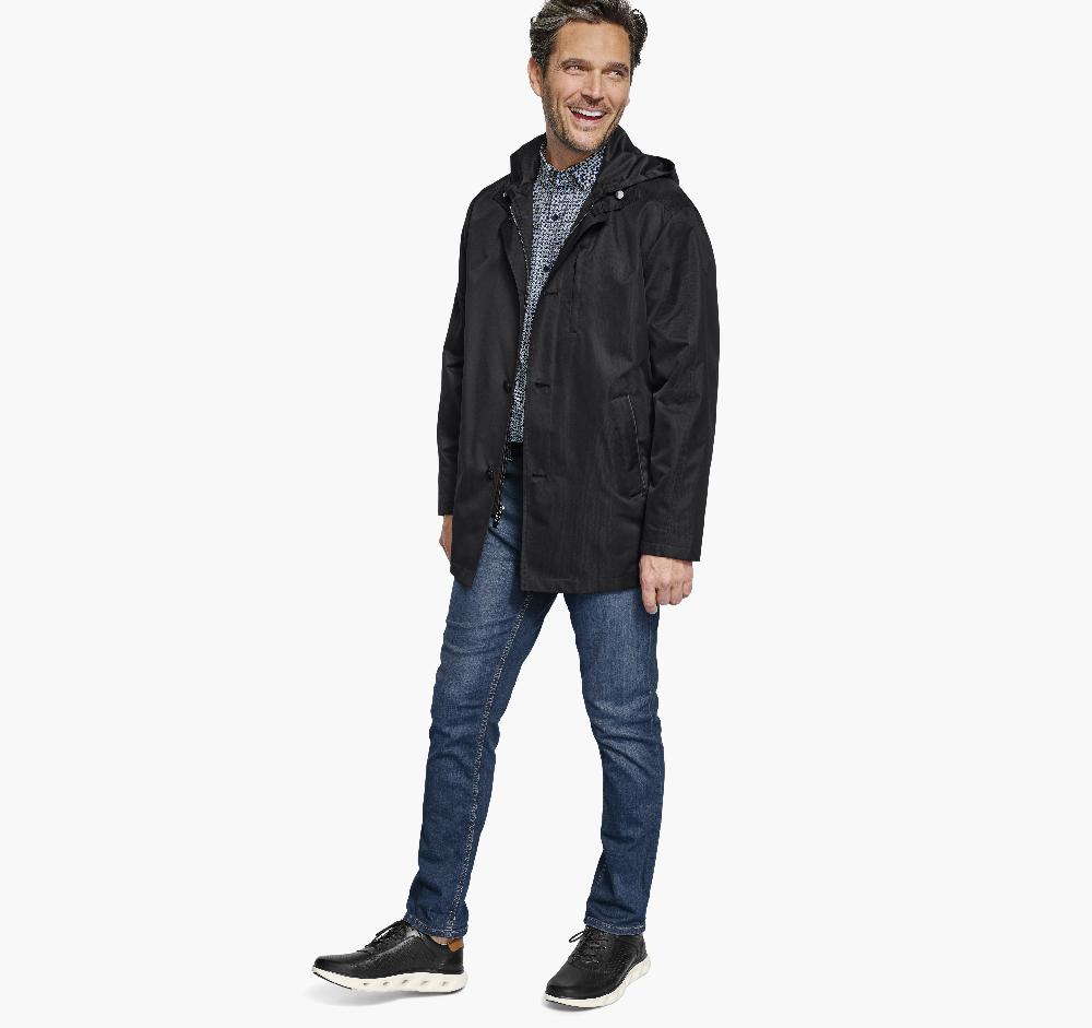 Johnston & Murphy Upton Water-Resistant Raincoat Black