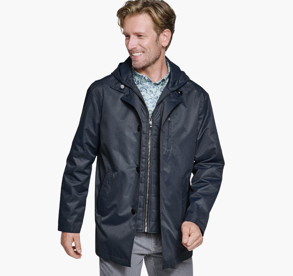 Johnston & Murphy Upton Water-Resistant Raincoat Navy