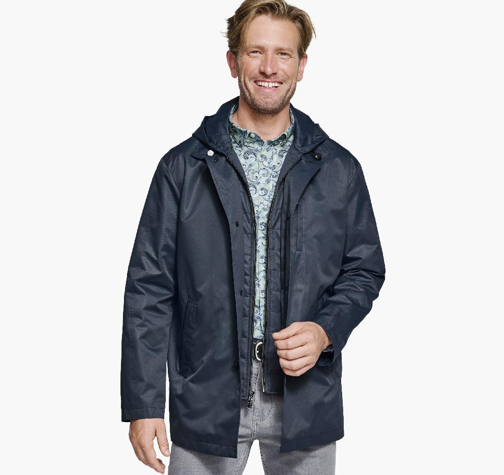 Johnston & Murphy Upton Water-Resistant Raincoat Navy