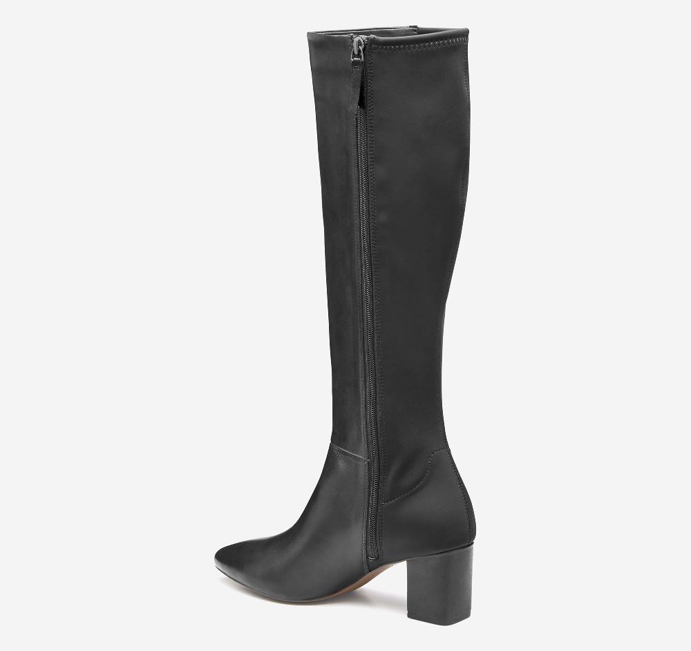 Johnston & Murphy Vicki Tall Boot Black Calfskin/Spandex