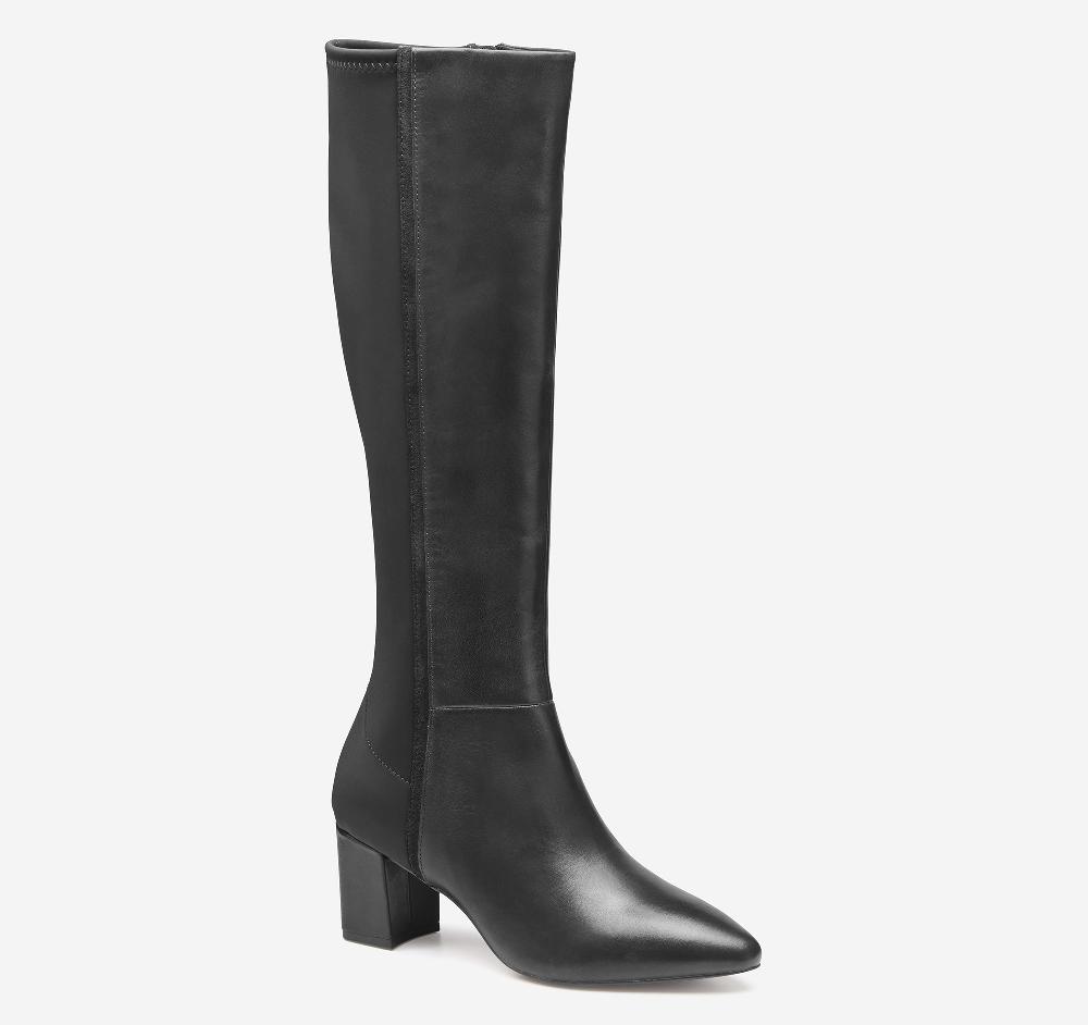 Johnston & Murphy Vicki Tall Boot Black Calfskin/Spandex
