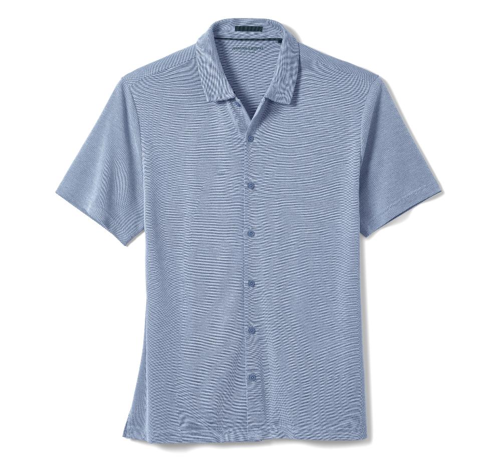 Johnston & Murphy Vintage Birdseye Button-Front Shirt Blue