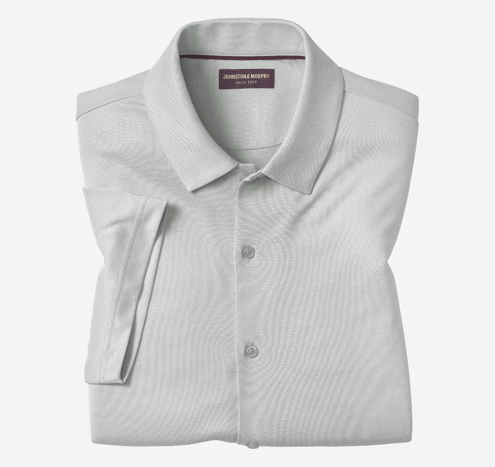 Johnston & Murphy Vintage Birdseye Button-Front Shirt Light Gray