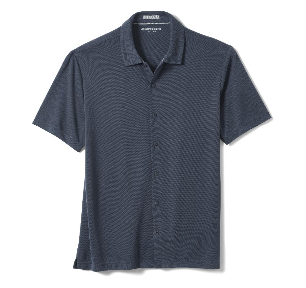 Johnston & Murphy Vintage Birdseye Button-Front Shirt Navy
