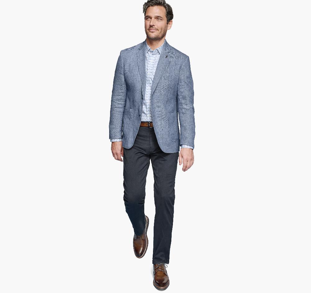 Johnston & Murphy Washed Linen-Blend Blazer Light Blue