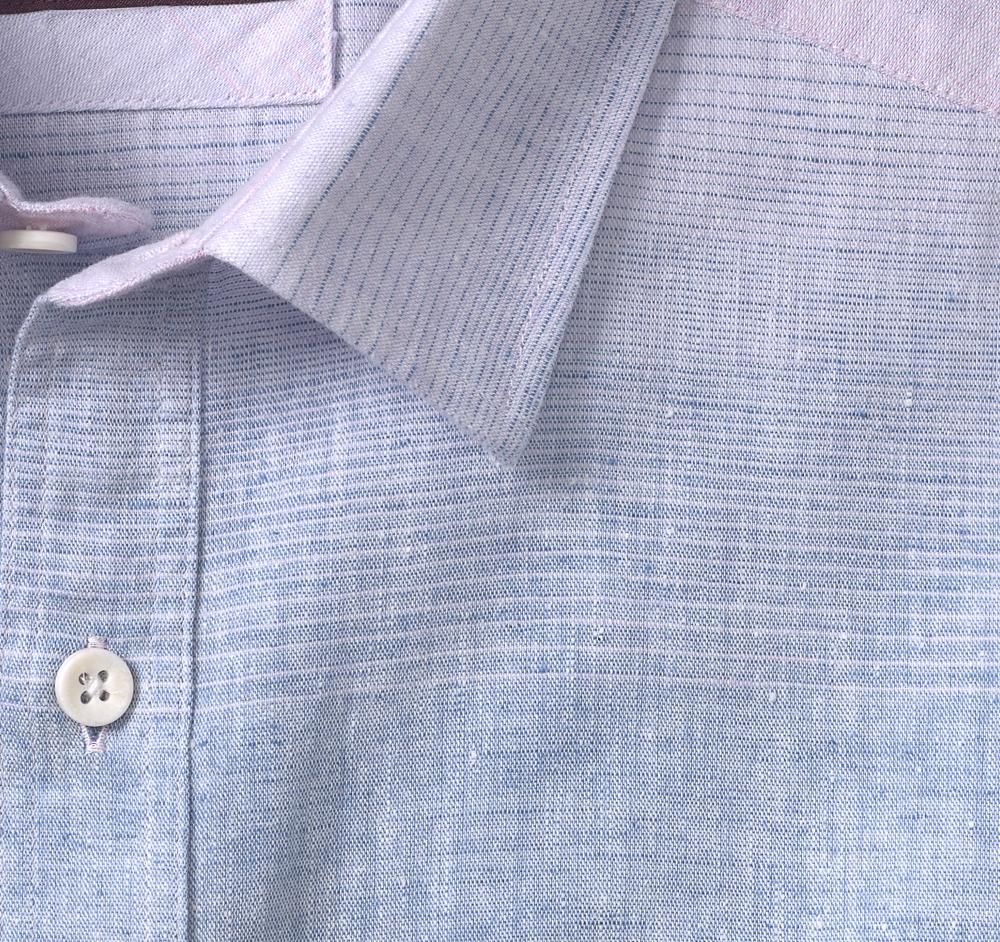 Johnston & Murphy Washed Linen-Blend Shirt Blue/Pink Ombré