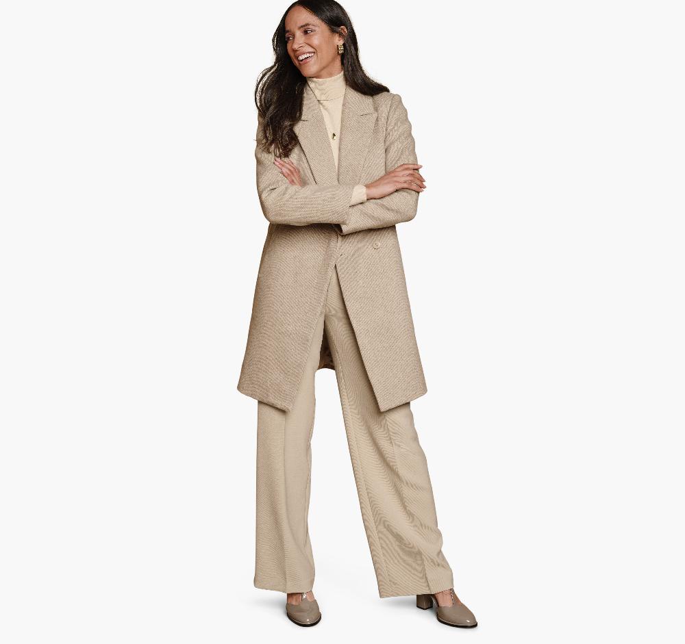 Johnston & Murphy Wool-Blend Coat With Removable Knit Collar Natural