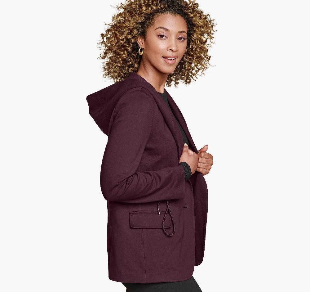 Johnston & Murphy XC Flex® Shawl-Collar Blazer With Hood Burgundy