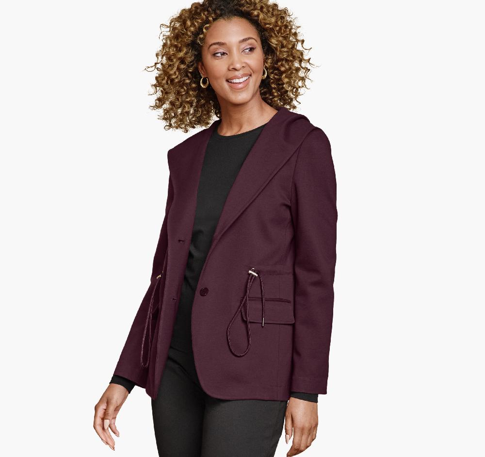 Johnston & Murphy XC Flex® Shawl-Collar Blazer with Hood Burgundy