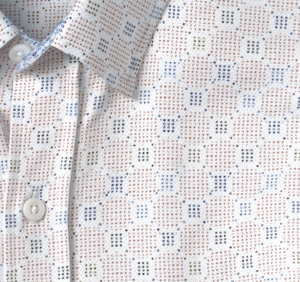 Johnston & Murphy XC Flex® Short-Sleeve Birdseye Shirt Tan Multi Dot