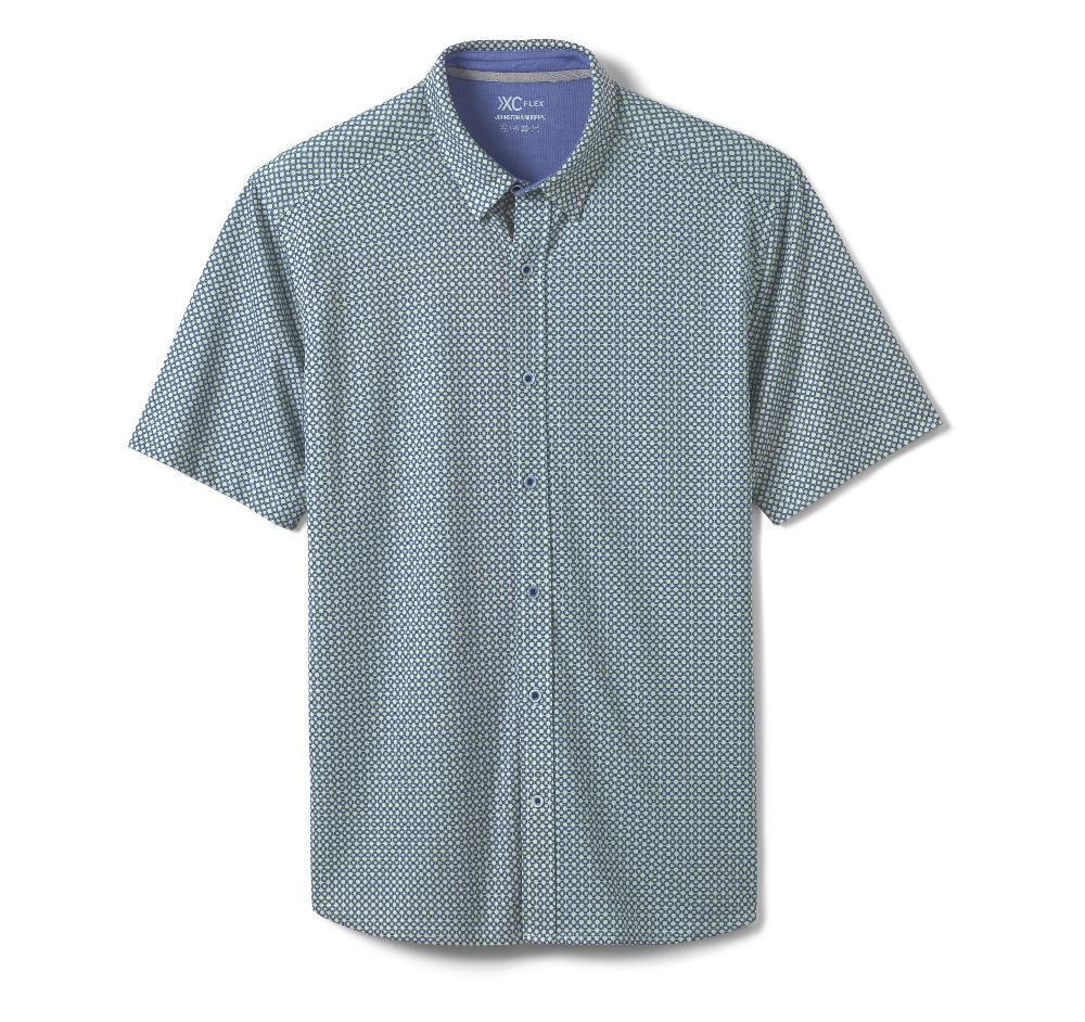Johnston & Murphy XC Flex® Short-Sleeve Print Knit Shirt Blue Heather