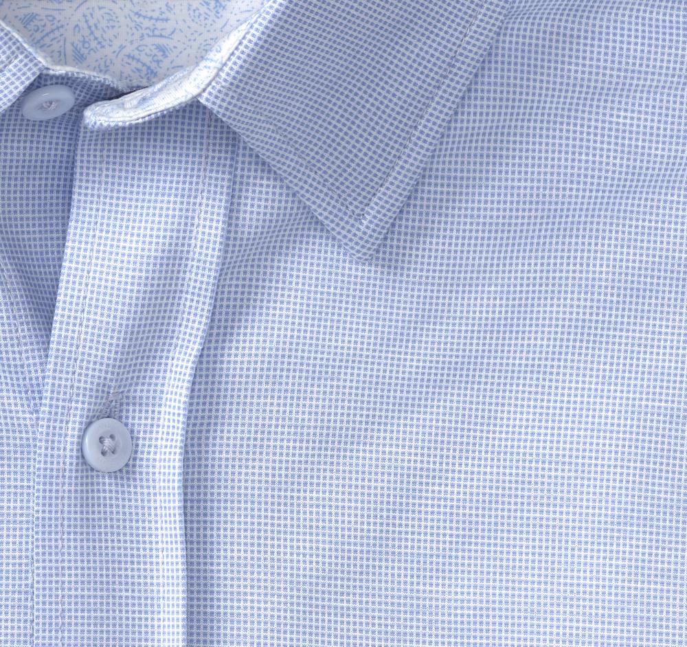 Johnston & Murphy XC Flex® Stretch Long-Sleeve Shirt Blue Birdseye