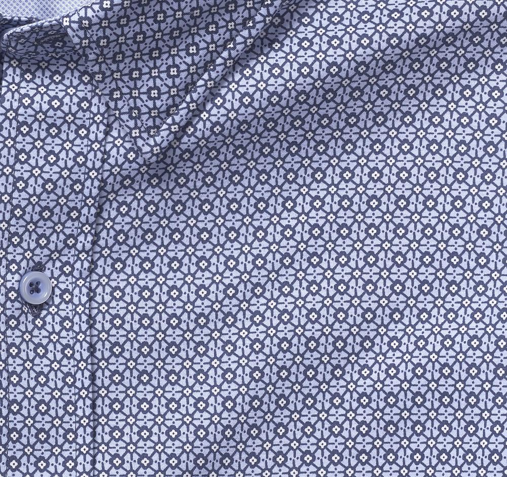 Johnston & Murphy XC Flex® Stretch Long-Sleeve Shirt Blue Diamond Grid Print