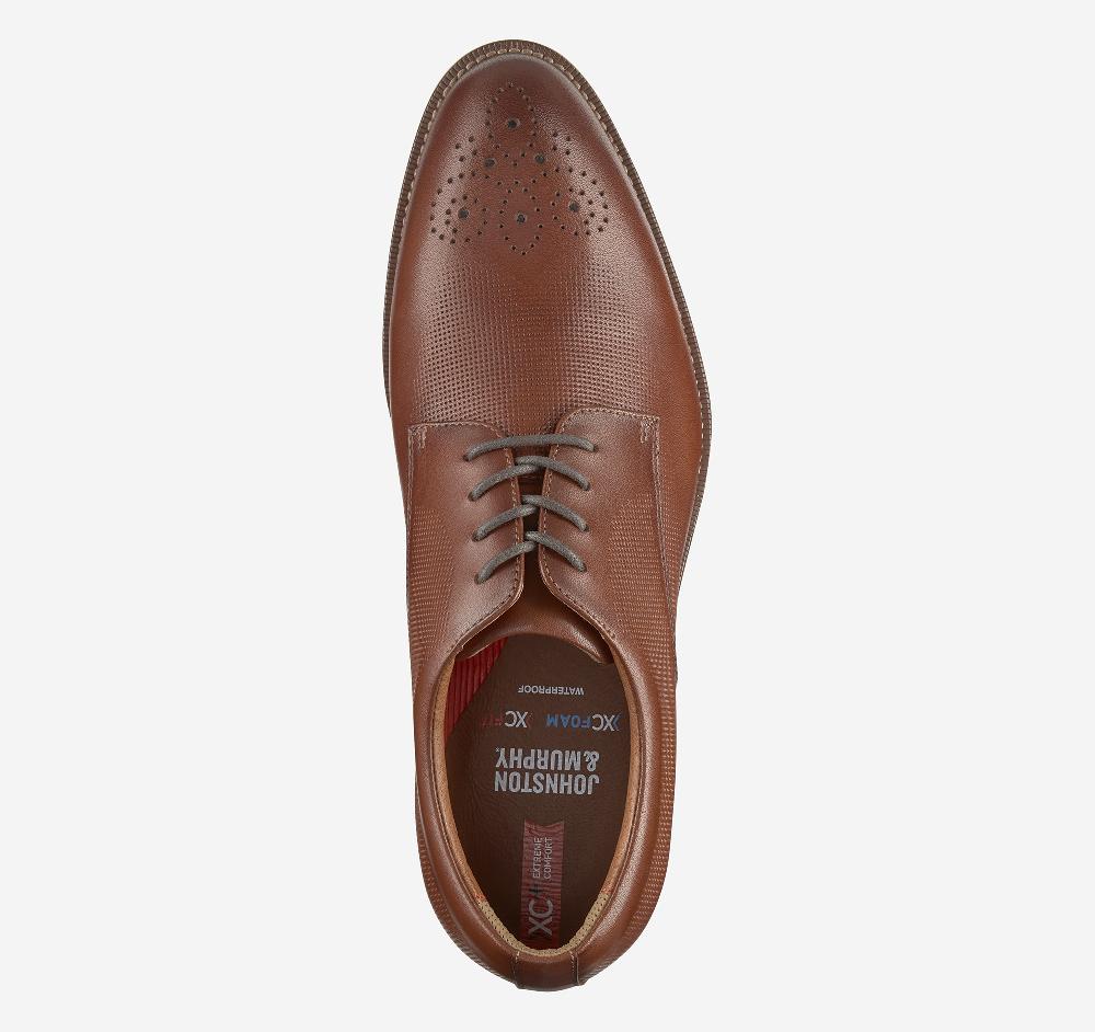 Johnston & Murphy XC+™ Copley Wingtip Cognac Embossed Waterproof Full Grain Leather