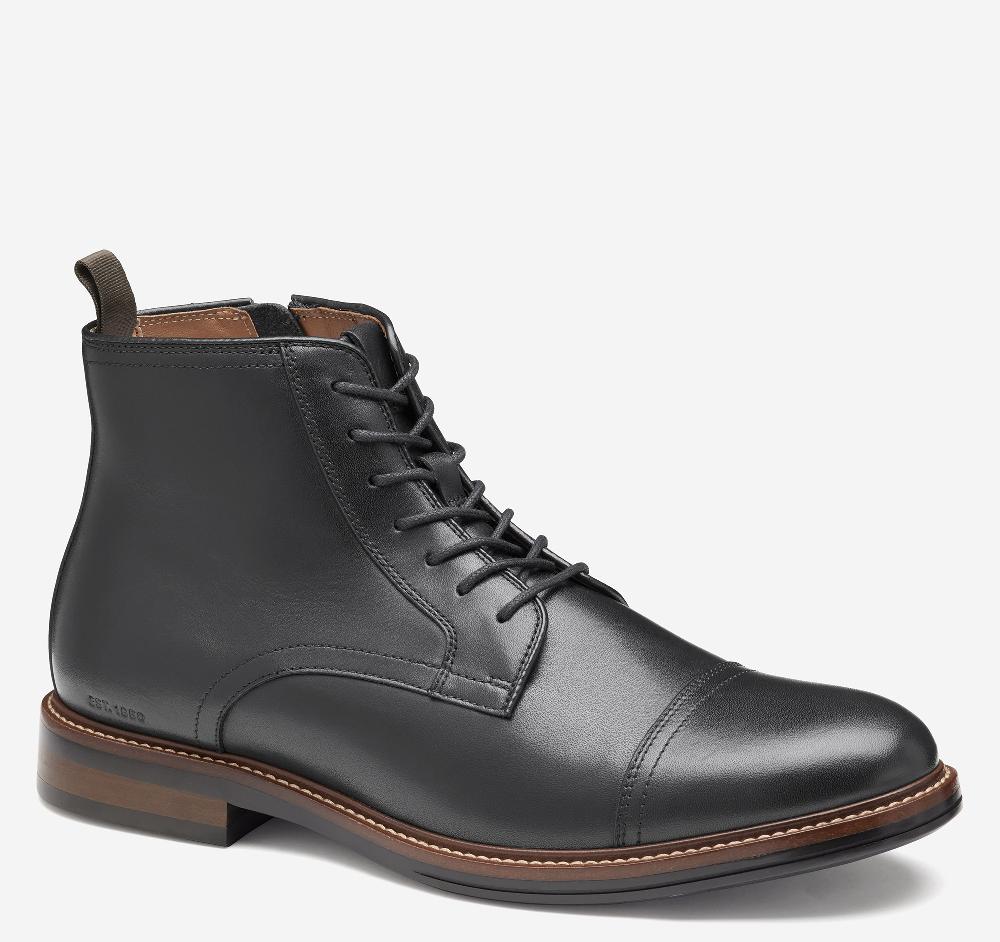 Johnston & Murphy XC+™ Durham Cap Toe Boot Black Waterproof Full Grain Leather
