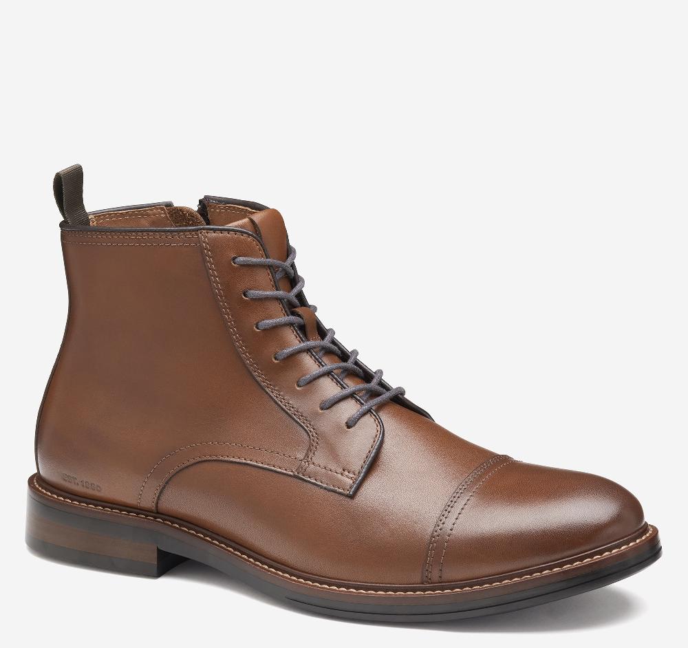 Johnston & Murphy XC+™ Durham Cap Toe Boot Cognac Waterproof Full Grain Leather