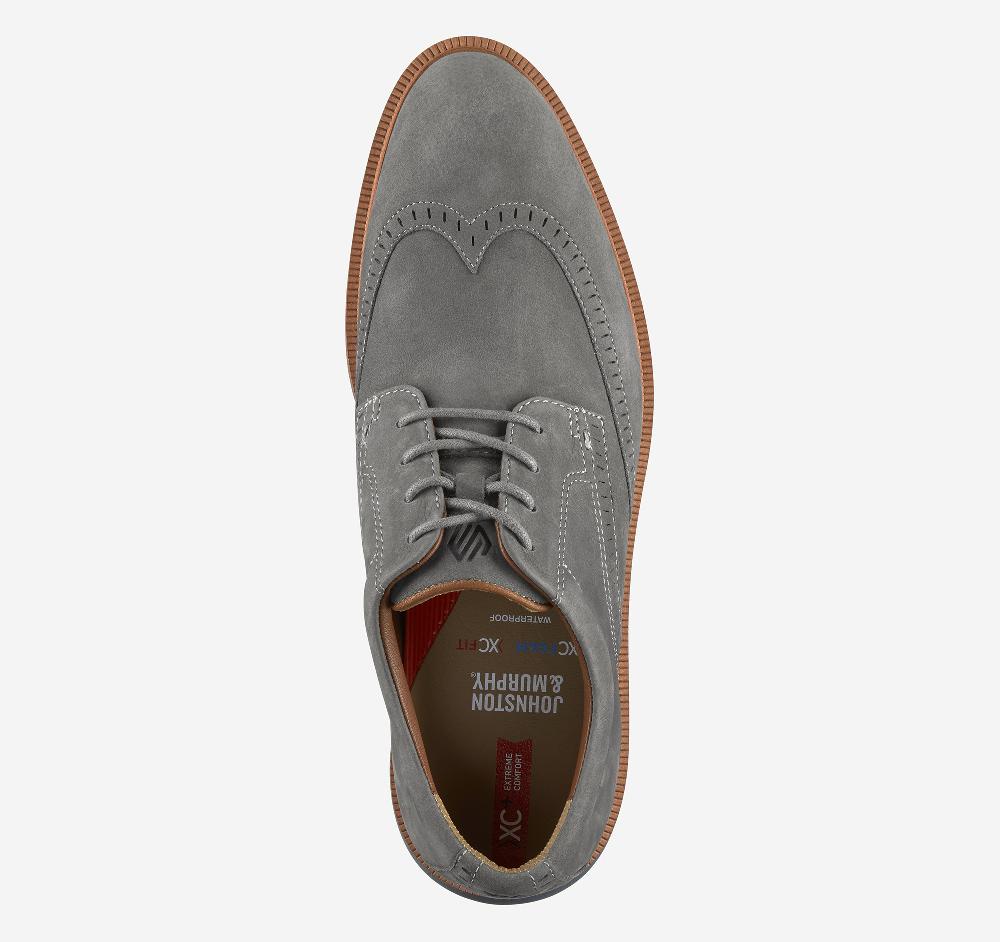 Johnston & Murphy XC+™ Parker Wingtip Gray Waterproof Nubuck