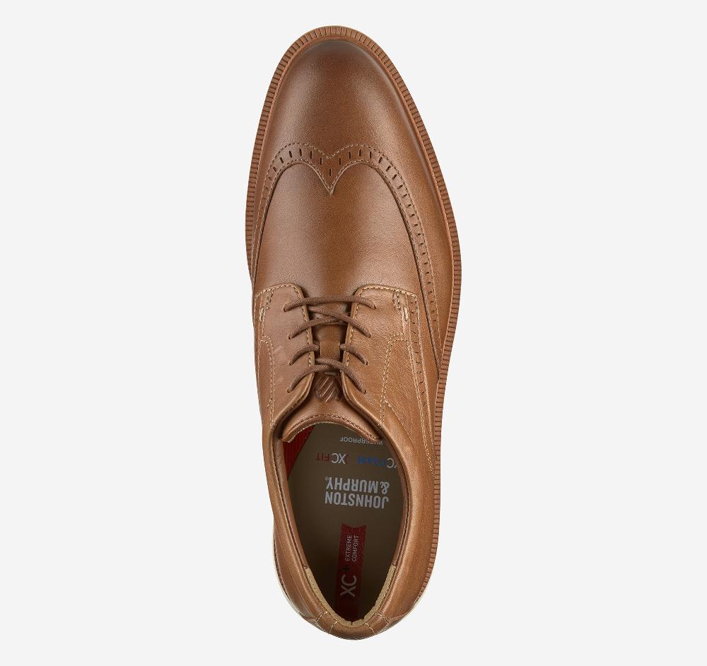Johnston & Murphy XC+™ Parker Wingtip Tan Waterproof Full Grain Leather
