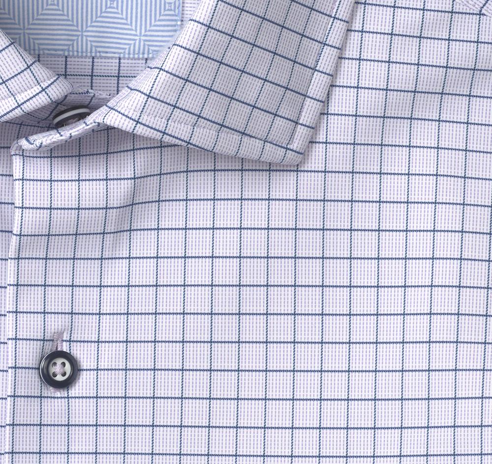 Johnston & Murphy XC4® Motion Long-Sleeve Dress Knit Shirt Purple/Navy Dotted Windowpane