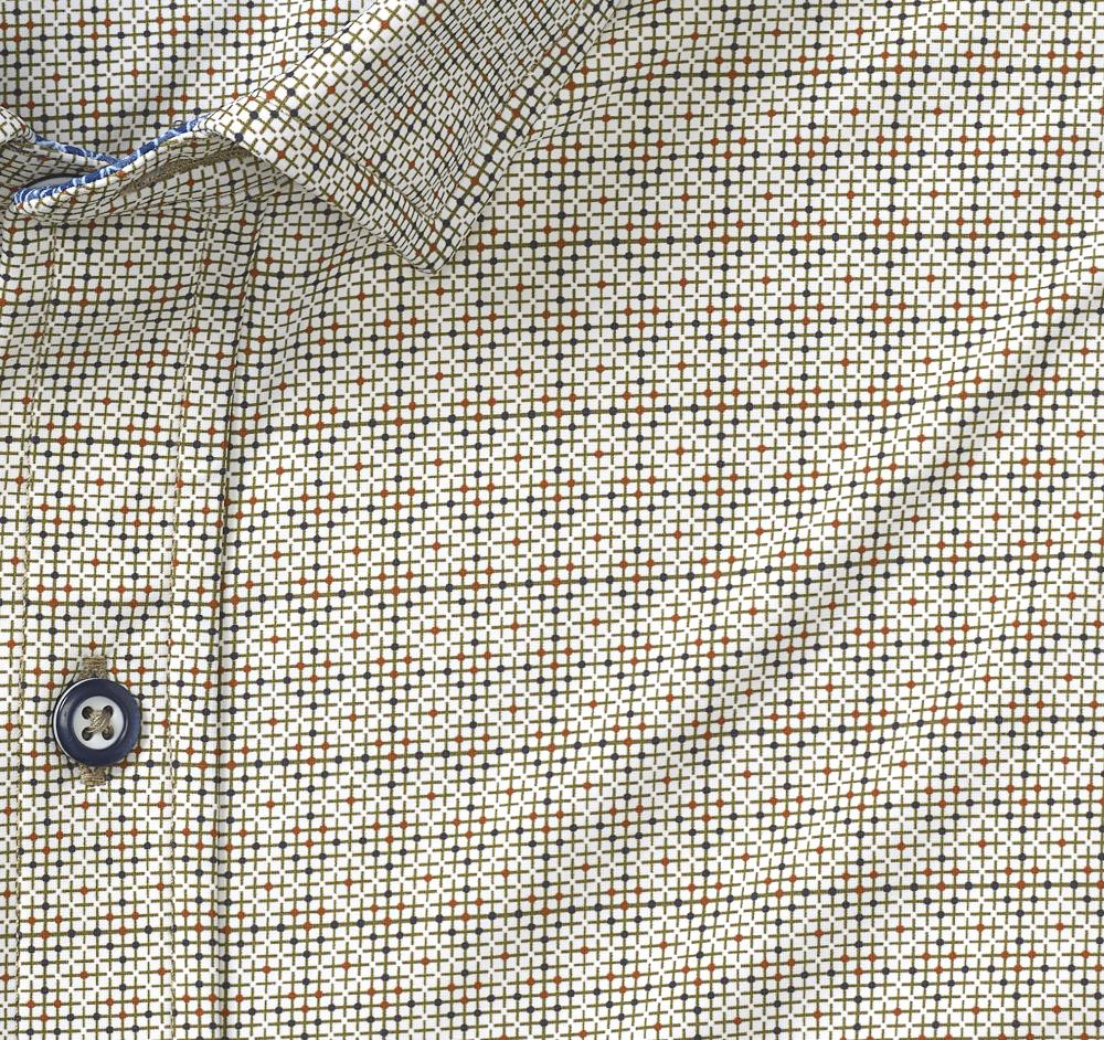 Johnston & Murphy XC4® Motion Long-Sleeve Print Knit Shirt Olive Geo Multi Grid