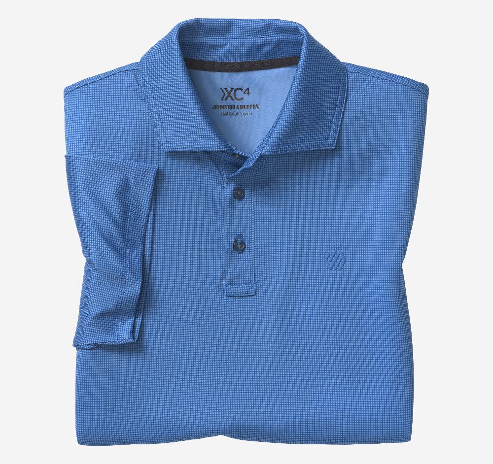 Johnston & Murphy XC4® Performance Gingham Polos + Cool Degree™ Blue/Navy Mini Gingham