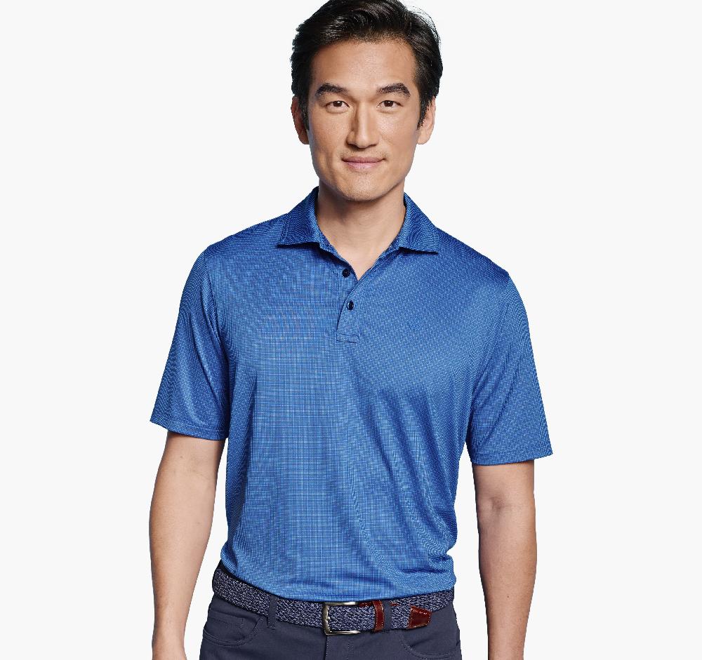 Johnston & Murphy XC4® Performance Gingham Polos + Cool Degree™ Blue/Navy Mini Gingham