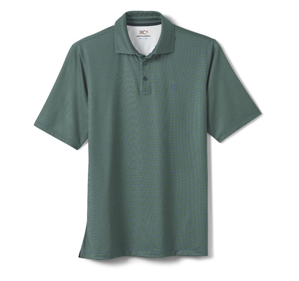 Johnston & Murphy XC4® Performance Gingham Polos + Cool Degree™ Green/Navy Mini Gingham