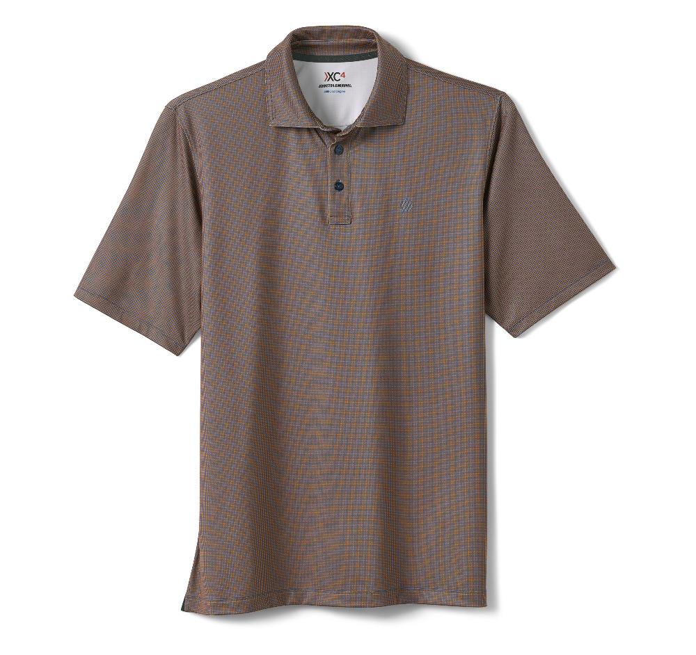 Johnston & Murphy XC4® Performance Gingham Polos + Cool Degree™ Orange/Navy Mini Gingham