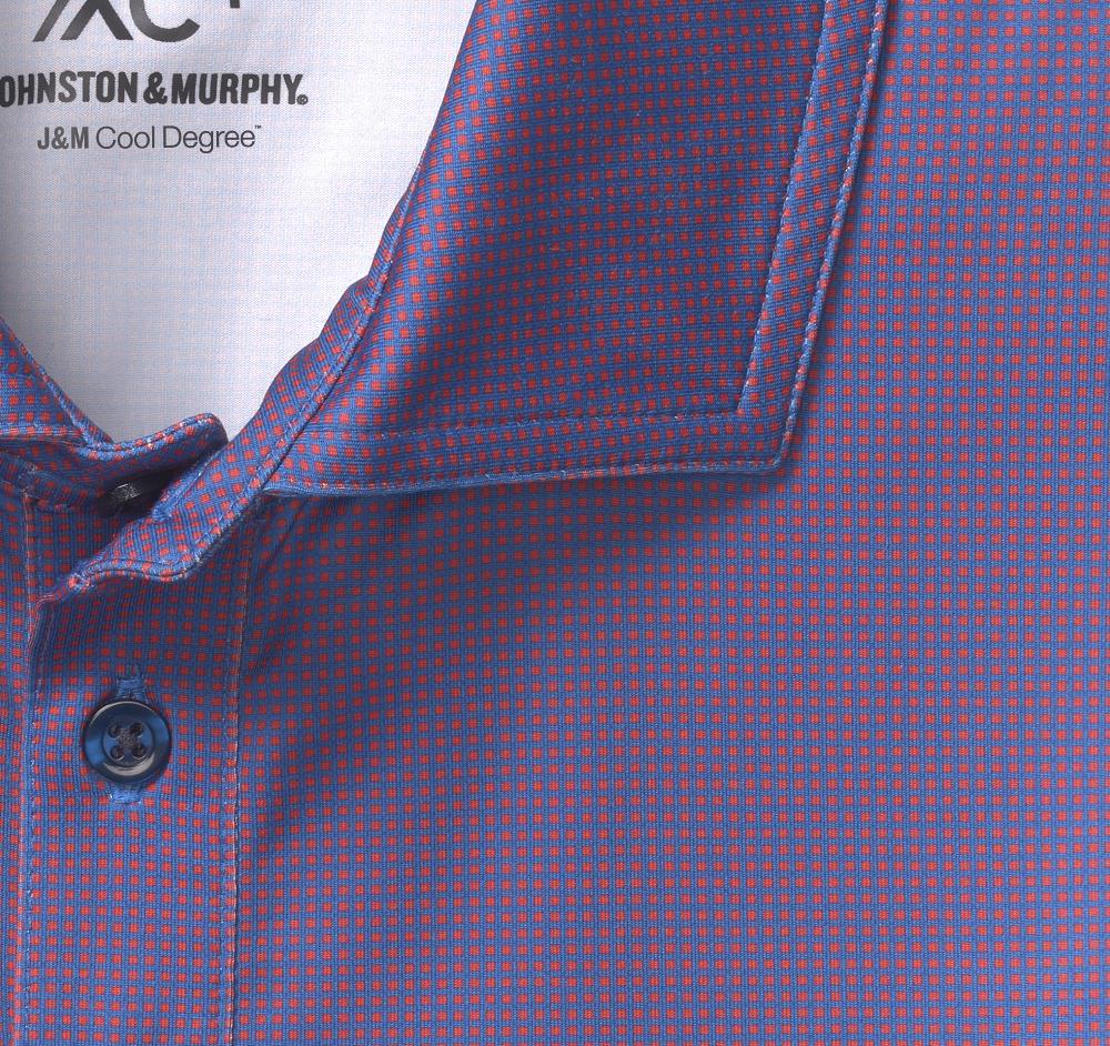 Johnston & Murphy XC4® Performance Gingham Polos + Cool Degree™ Red/Navy Mini Gingham