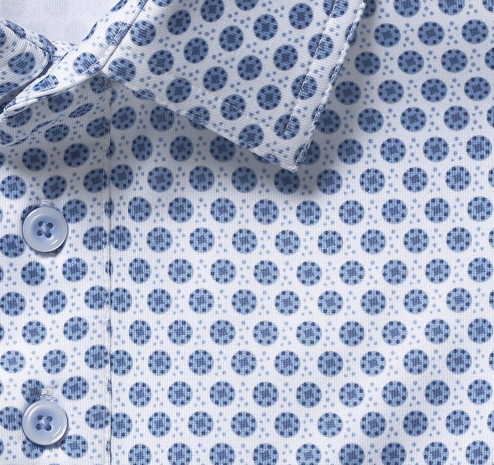 Johnston & Murphy XC4® Performance Polo White/Blue Dotted Circle