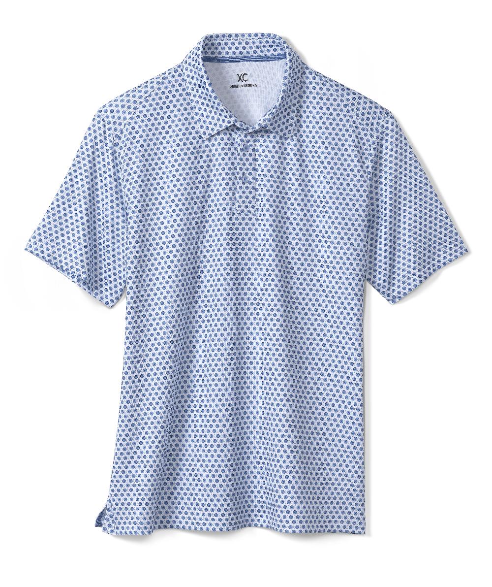 Johnston & Murphy XC4® Performance Polo White/Blue Dotted Circle