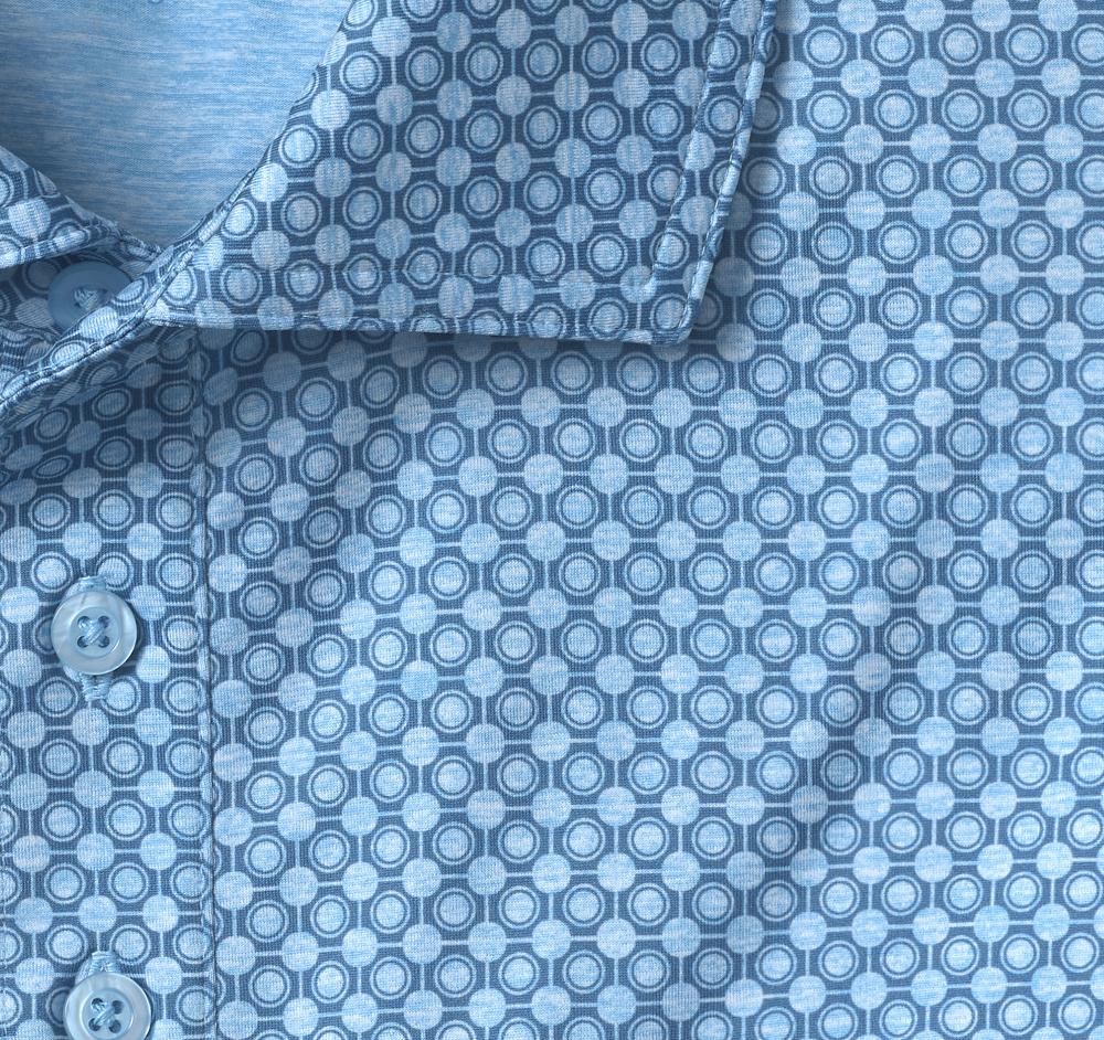Johnston & Murphy XC4® Performance Print Polos + Cool Degree™ Blue Geo Circle